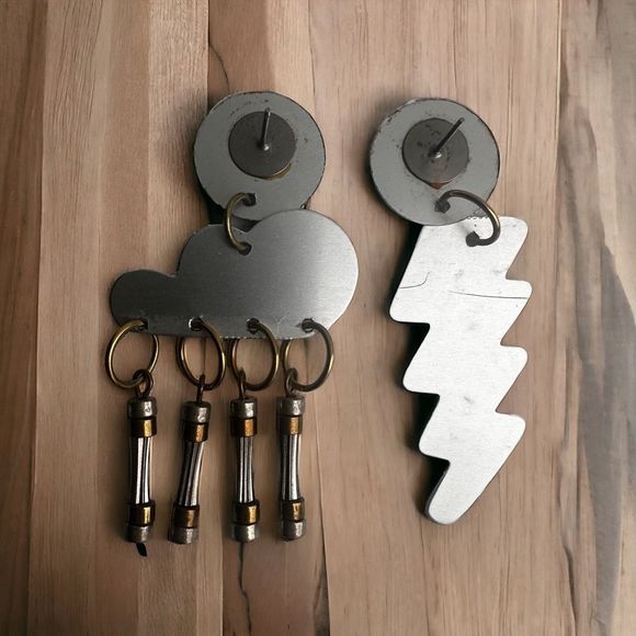Vintage Lightning Bolt And Raincloud Dangle Earrings - Picture 2 of 2